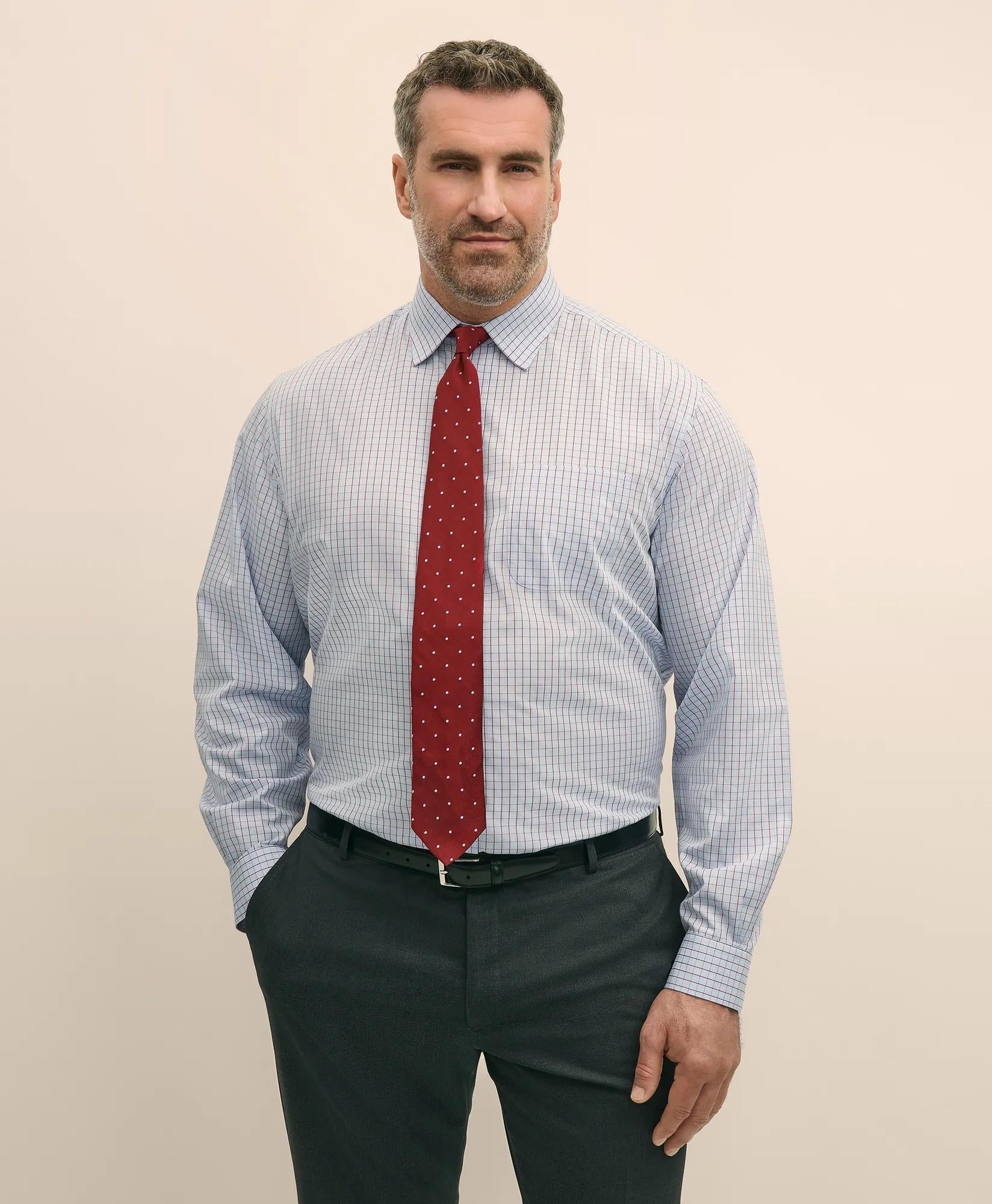 Big & Tall Stretch Cotton Broadcloth Non-Iron Ainsley Collar Glen Plaid, Dress Shirt | Brooks Brothers cheap