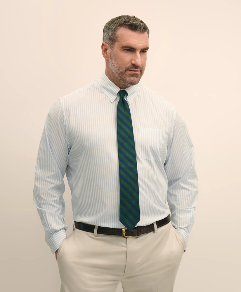 Big & Tall Stretch Cotton Broadcloth Non-Iron Polo Button Down Collar, Dress Shirt | Brooks Brothers online shop