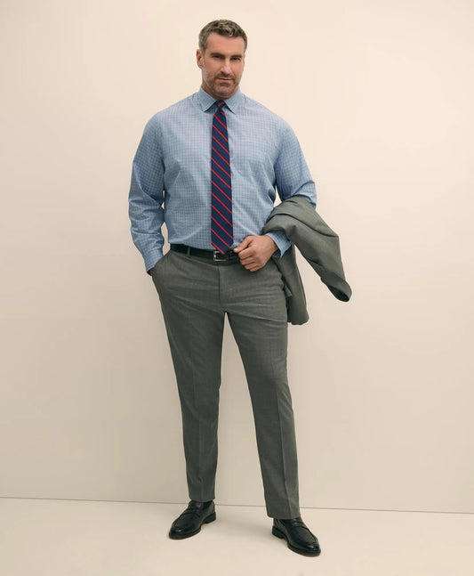 Big & Tall Stretch Cotton Broadcloth Non-Iron Ainsley Collar Windowpane, Dress Shirt | Brooks Brothers sale