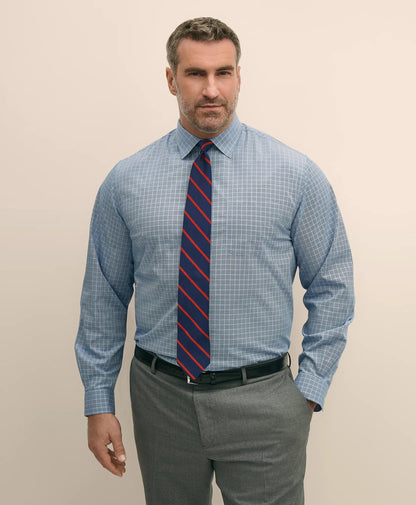 Big & Tall Stretch Cotton Broadcloth Non-Iron Ainsley Collar Windowpane, Dress Shirt | Brooks Brothers sale
