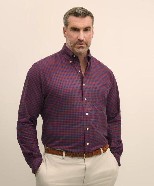 Big & Tall Stretch Cotton Non-Iron Oxford Polo Button Down Collar, Gingham Shirt | Brooks Brothers online