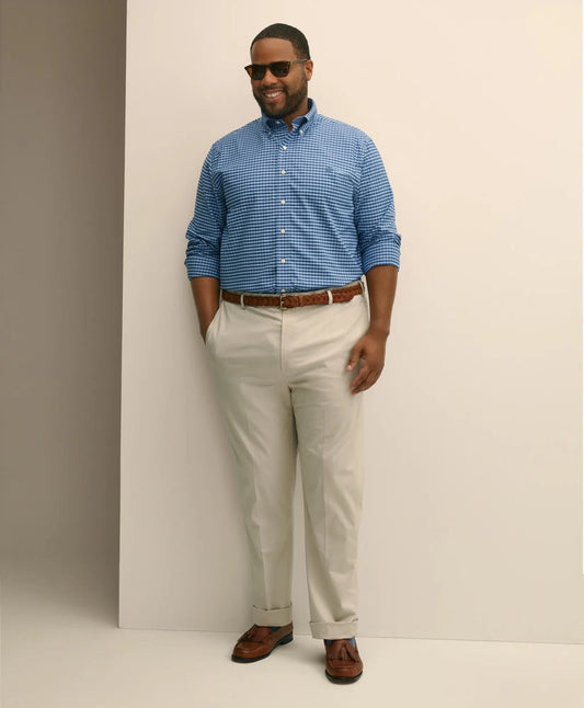 Big & Tall Stretch Cotton Non-Iron Oxford Polo Button Down Collar, Gingham Shirt | Brooks Brothers sale