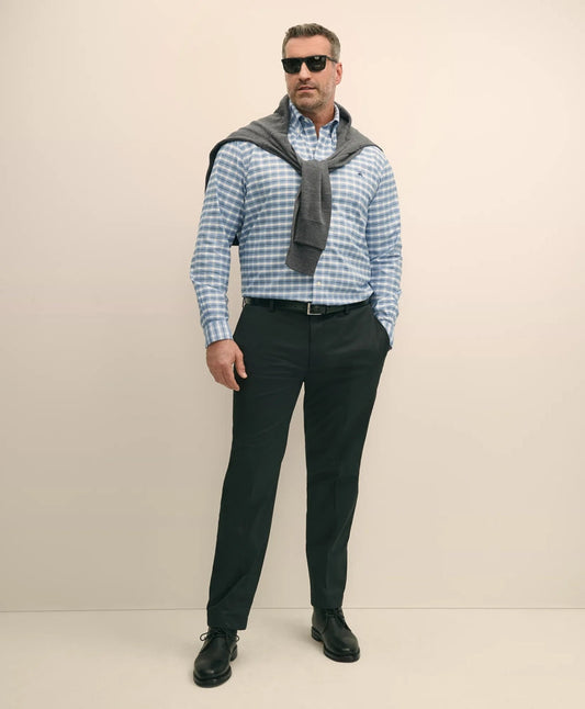 Big & Tall Stretch Cotton Non-Iron Oxford Polo Button Down Collar, Outline Check Shirt | Brooks Brothers on sale