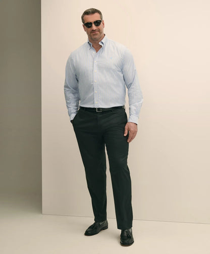 Big & Tall Stretch Cotton Non-Iron Oxford Polo Button Down Collar, Outline Stripe Shirt | Brooks Brothers online shop