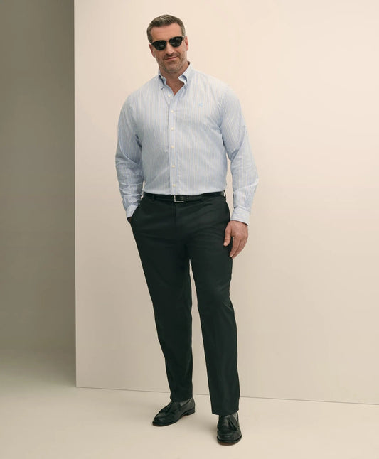 Big & Tall Stretch Cotton Non-Iron Oxford Polo Button Down Collar, Outline Stripe Shirt | Brooks Brothers online shop