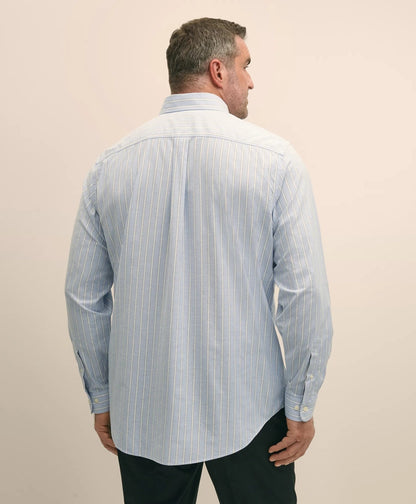 Big & Tall Stretch Cotton Non-Iron Oxford Polo Button Down Collar, Outline Stripe Shirt | Brooks Brothers online shop