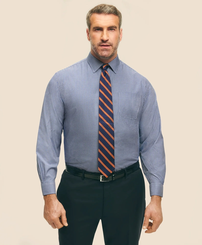 Big & Tall Stretch Supima® Cotton Non-Iron Pinpoint Oxford Ainsley Collar, Gingham Dress Shirt | Brooks Brothers on sale - US 4980