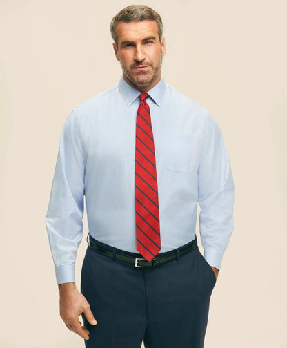 Big & Tall Stretch Supima® Cotton Non-Iron Pinpoint Oxford Ainsley Collar, Gingham Dress Shirt | Brooks Brothers on sale