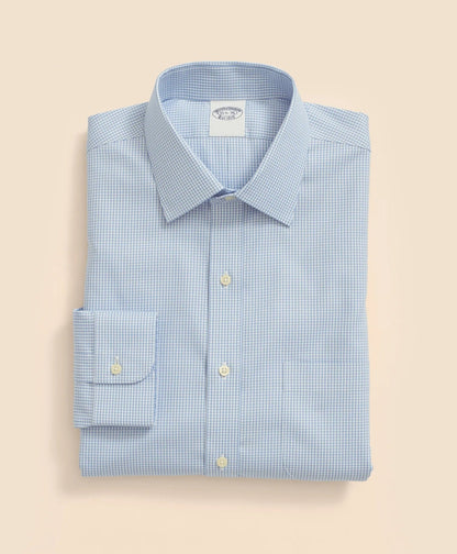 Big & Tall Stretch Supima® Cotton Non-Iron Pinpoint Oxford Ainsley Collar, Gingham Dress Shirt | Brooks Brothers on sale