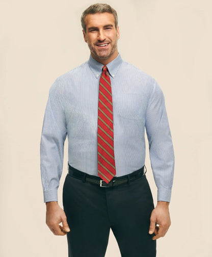 Big & Tall Stretch Supima® Cotton Non-Iron Pinpoint Oxford Button-Down Collar, Candy Stripe Dress Shirt | Brooks Brothers for sale - US 9022