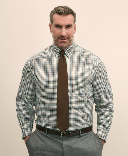 Big & Tall Stretch Supima® Cotton Non-Iron Twill Polo Button Down, Check Sport Shirt | Brooks Brothers on sale