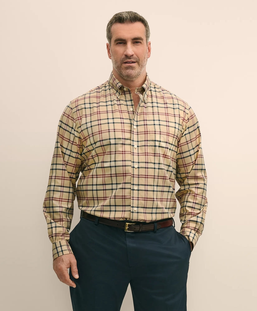 Big & Tall Stretch Supima® Cotton Non-Iron Twill Polo Button-Down Collar Tartan Shirt | Brooks Brothers for sale