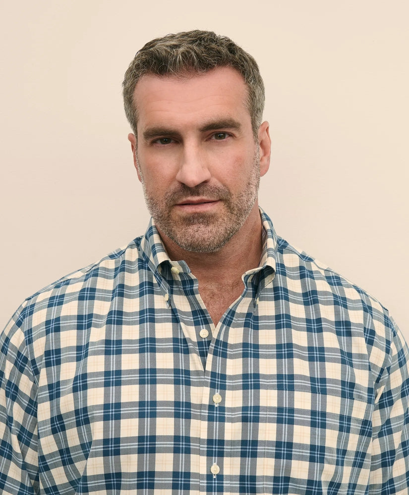 Big & Tall Stretch Supima® Cotton Non-Iron Twill Polo Button Down, Plaid Sport Shirt | Brooks Brothers online