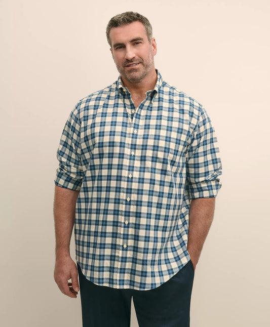 Big & Tall Stretch Supima® Cotton Non-Iron Twill Polo Button Down, Plaid Sport Shirt | Brooks Brothers online