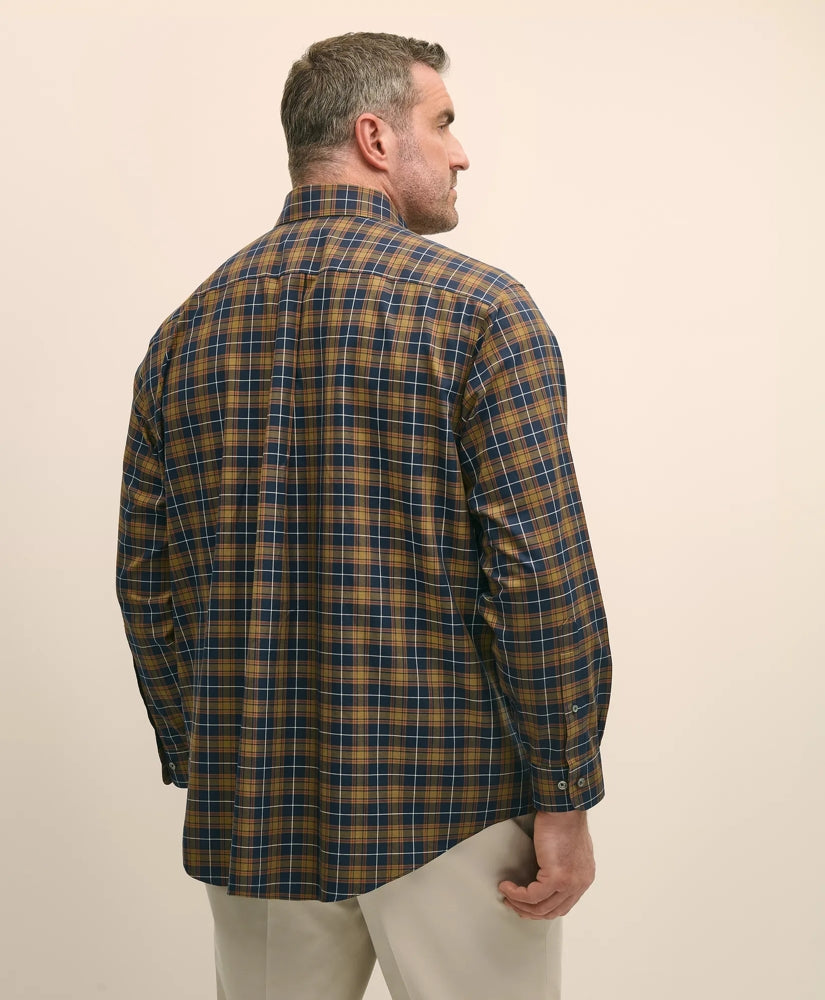 Big & Tall Stretch Supima® Cotton Non-Iron Twill Polo Button Down, Plaid Sport Shirt | Brooks Brothers online shop