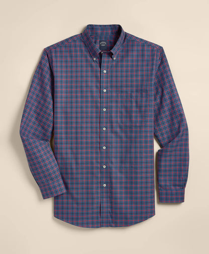 Big & Tall Stretch Supima® Cotton Non-Iron Twill Polo Button Down, Windowpane Sport Shirt | Brooks Brothers discount