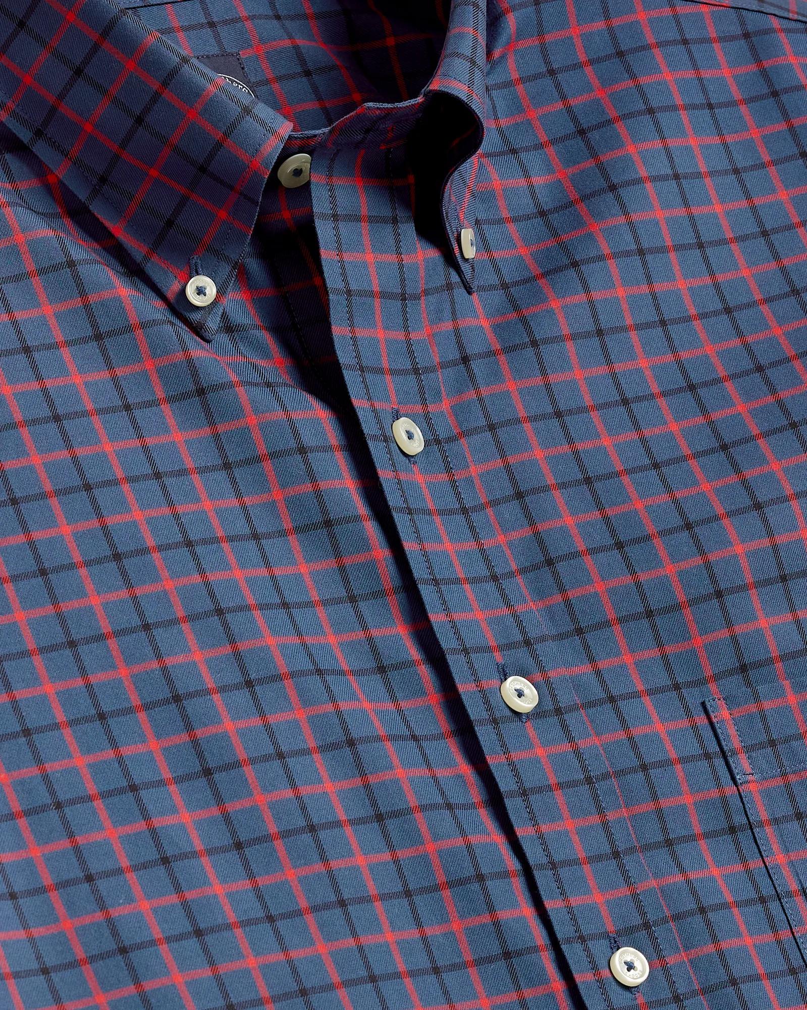 Big & Tall Stretch Supima® Cotton Non-Iron Twill Polo Button Down, Windowpane Sport Shirt | Brooks Brothers discount