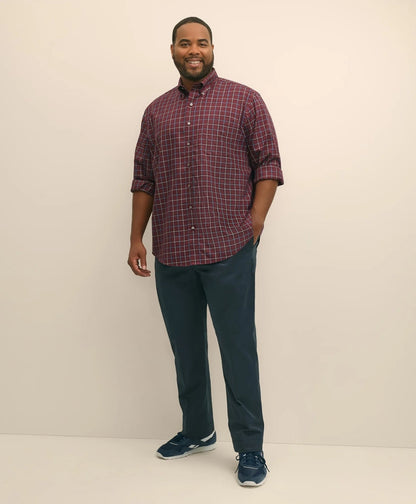 Big & Tall Stretch Supima® Cotton Non-Iron Twill Polo Button Down, Windowpane Sport Shirt | Brooks Brothers for sale