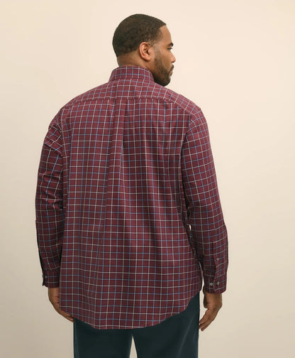 Big & Tall Stretch Supima® Cotton Non-Iron Twill Polo Button Down, Windowpane Sport Shirt | Brooks Brothers for sale