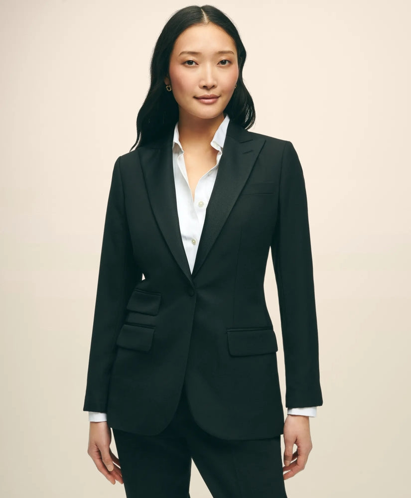 Black Fleece Peak Lapel Dinner Jacket in Merino Wool-Silk Faille | Brooks Brothers online