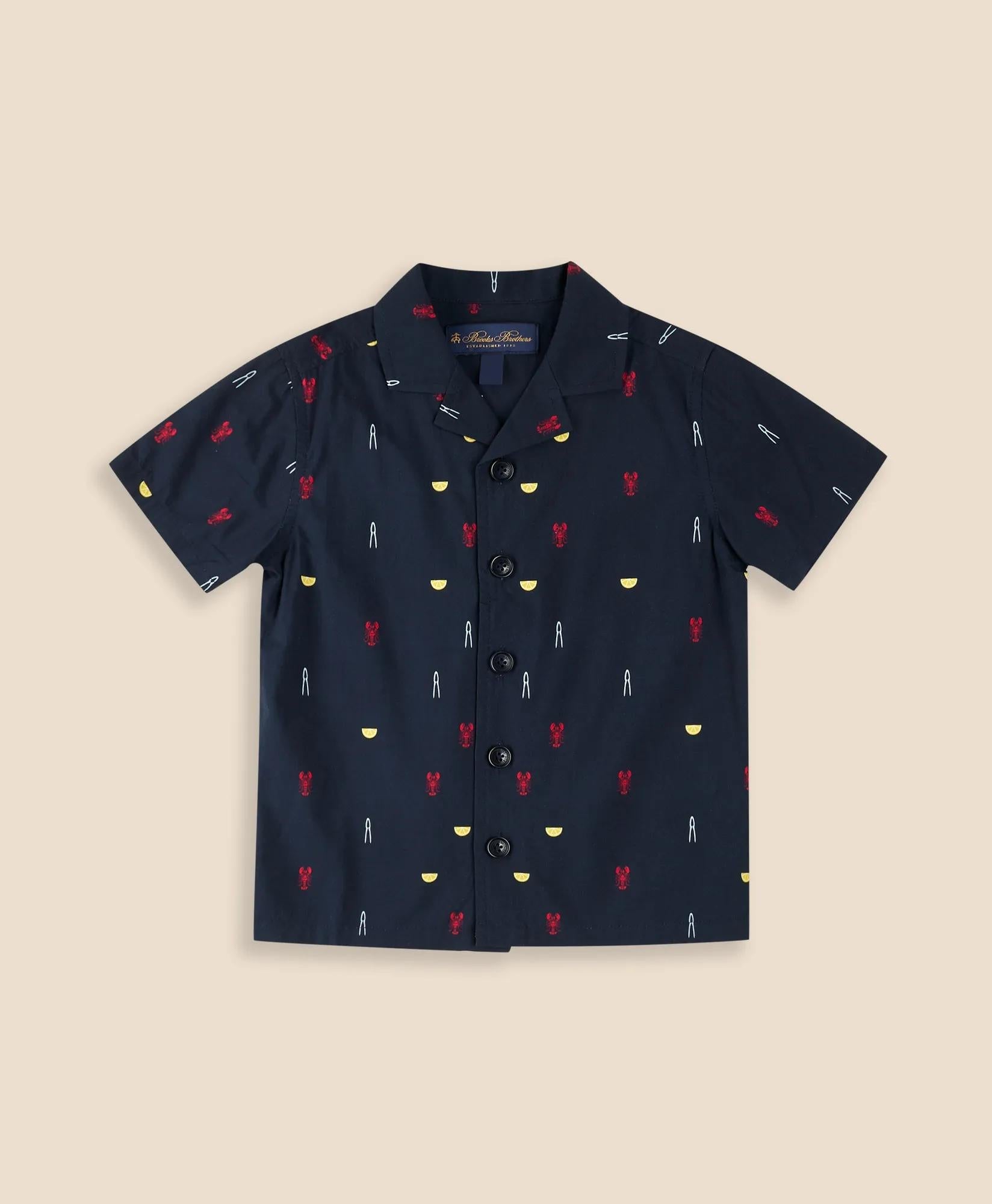 Boys Cotton Blend Lobster Bake Camp Collar Shirt | Brooks Brothers cheap