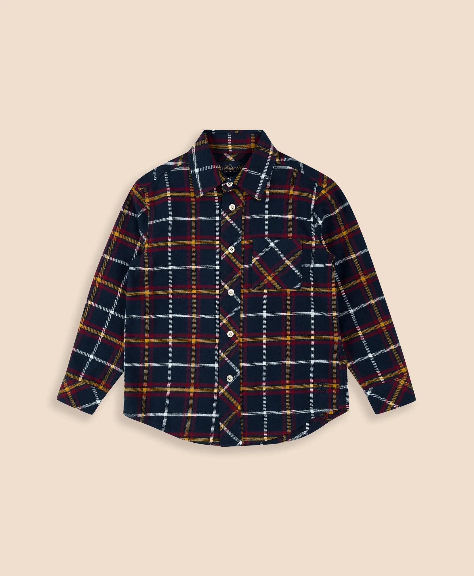 Boys Cotton Brushed Flannel Shirt | Brooks Brothers discount