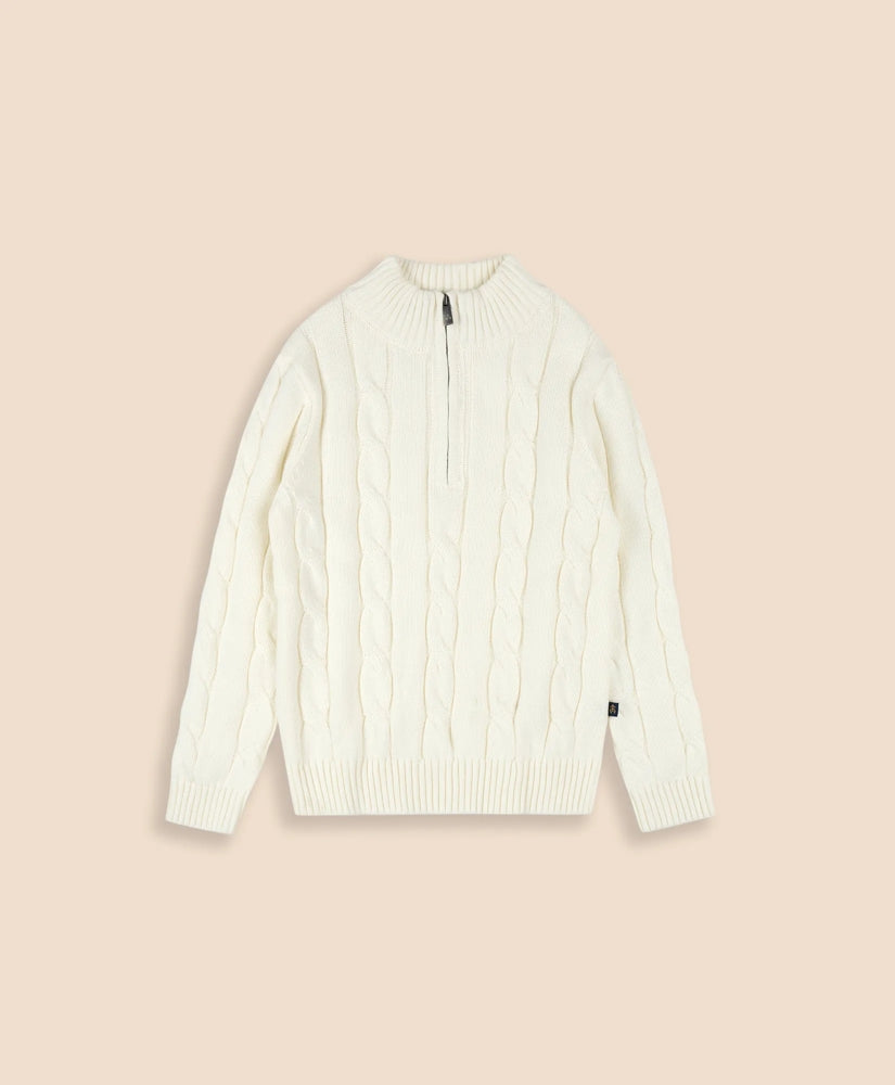 Boys Cotton Cable Knit Quarter-Zip Sweater | Brooks Brothers discount