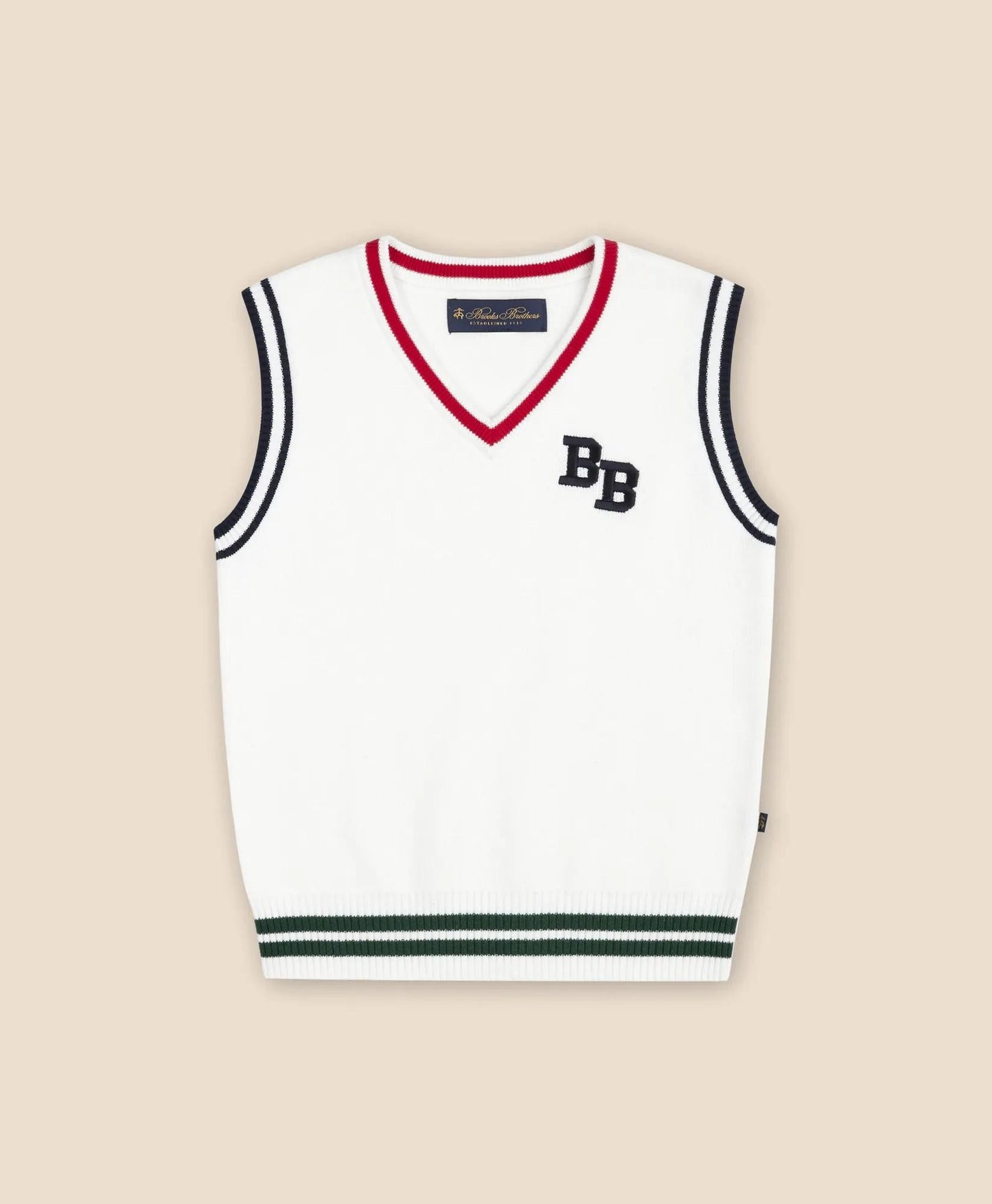 Boys Cotton Jacquard Varsity Sweater Vest | Brooks Brothers online shop