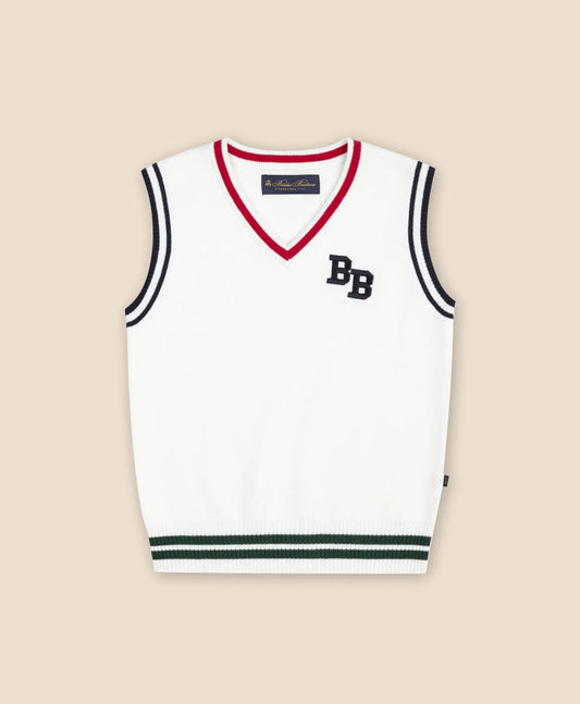Boys Cotton Jacquard Varsity Sweater Vest | Brooks Brothers online shop