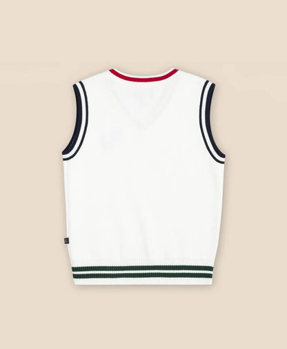 Boys Cotton Jacquard Varsity Sweater Vest | Brooks Brothers online shop