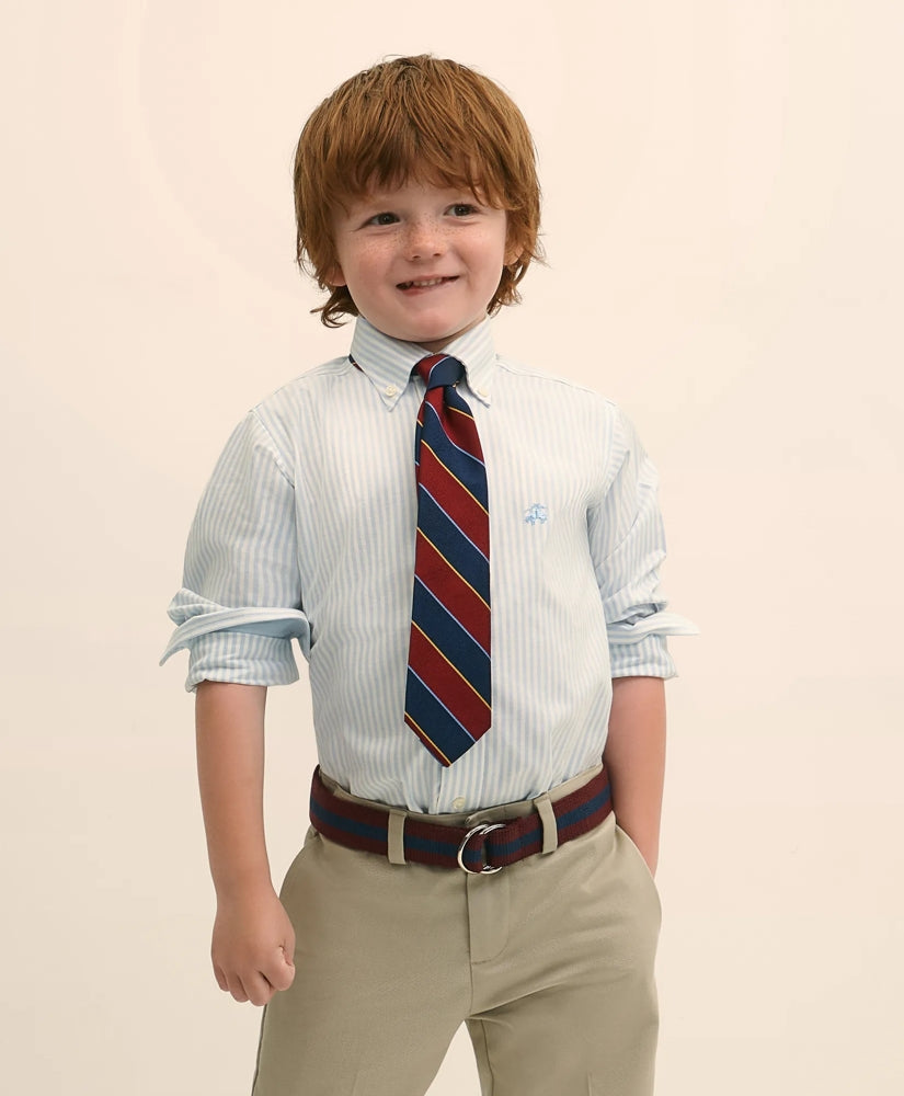 Boys Non-Iron Stretch Cotton Striped Oxford Sport Shirt | Brooks Brothers online shop