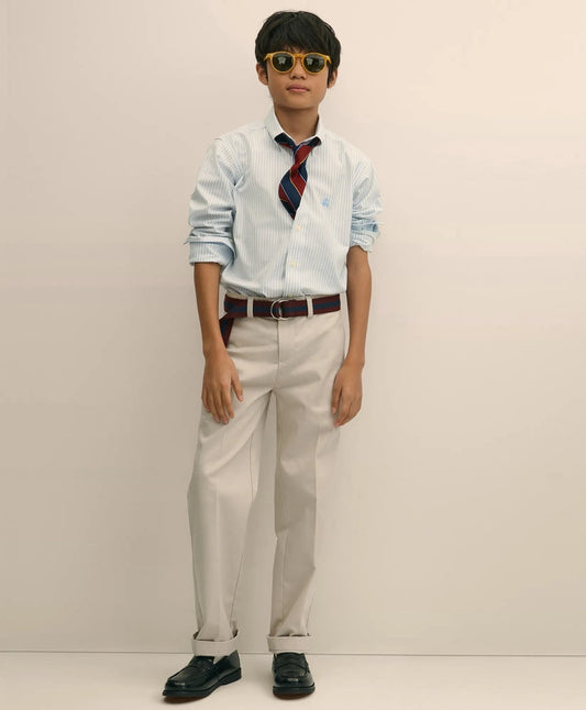 Boys Non-Iron Stretch Cotton Striped Oxford Sport Shirt | Brooks Brothers online shop