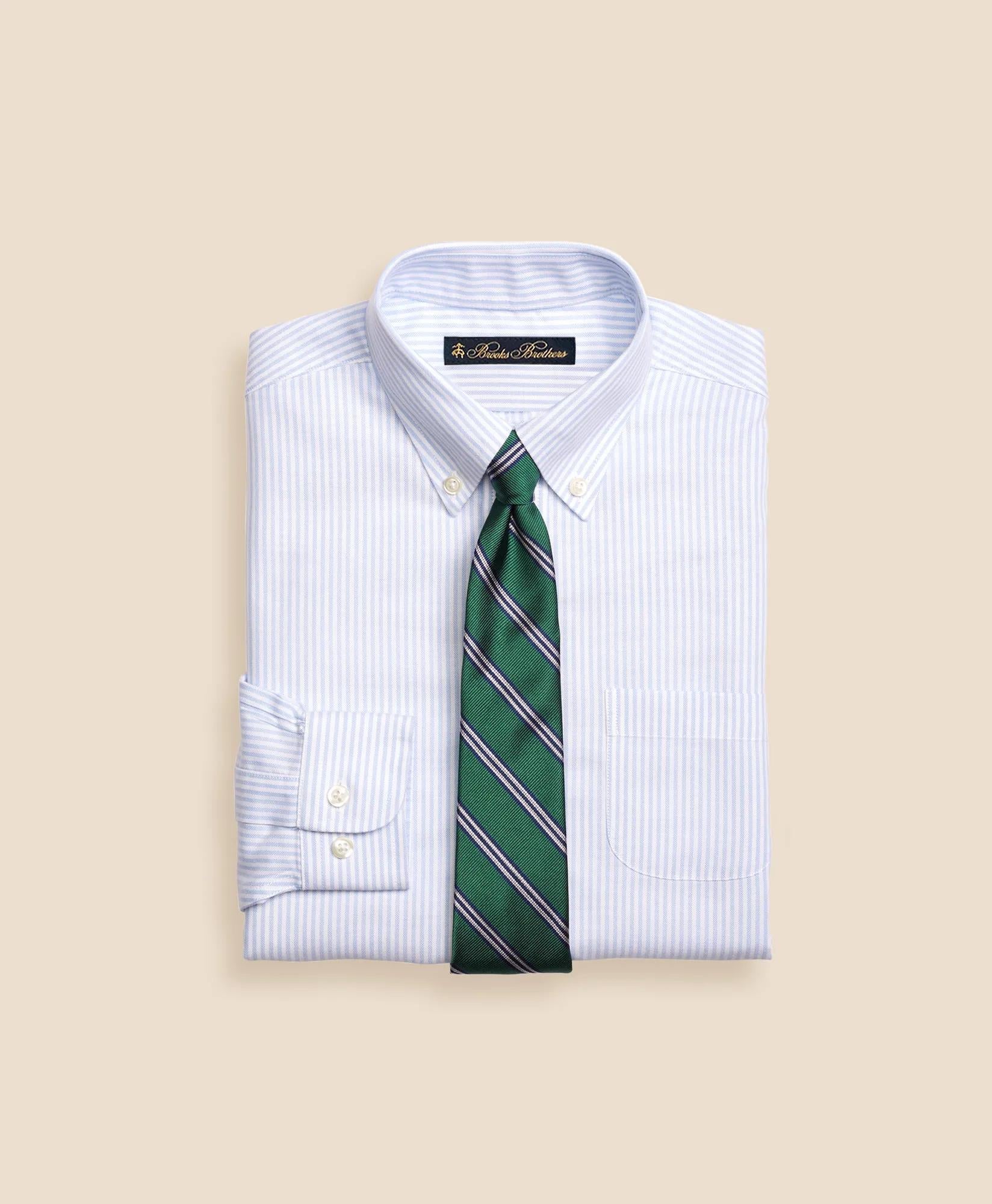 Boys Non-Iron Supima® Cotton Oxford Stripe Dress Shirt | Brooks Brothers online