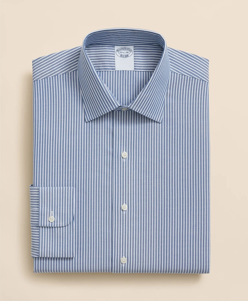 Brooks Brothers Explorer Collection Non-Iron Twill Ainley Collar Ground Stripe, Dress Shirt | Brooks Brothers on sale