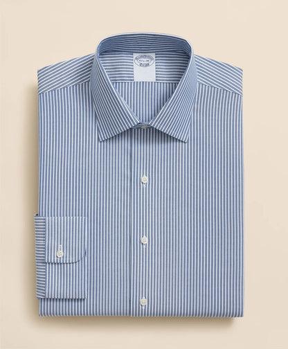 Brooks Brothers Explorer Collection Non-Iron Twill Ainley Collar Ground Stripe, Dress Shirt | Brooks Brothers on sale