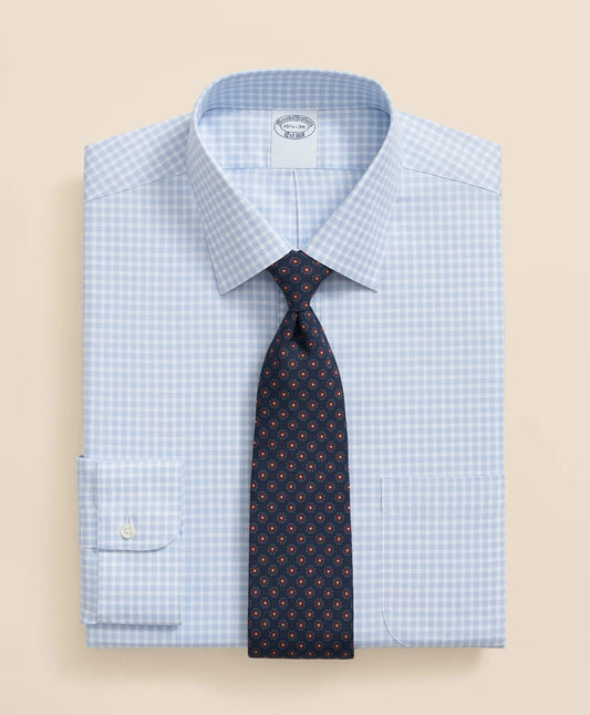 Brooks Brothers Explorer Collection Non-Iron Twill Ainsley Collar, Gingham Dress Shirt | Brooks Brothers online shop