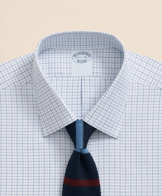 Brooks Brothers Explorer Collection Non-Iron Twill Ainsley Collar Windowpane, Dress Shirt | Brooks Brothers on sale