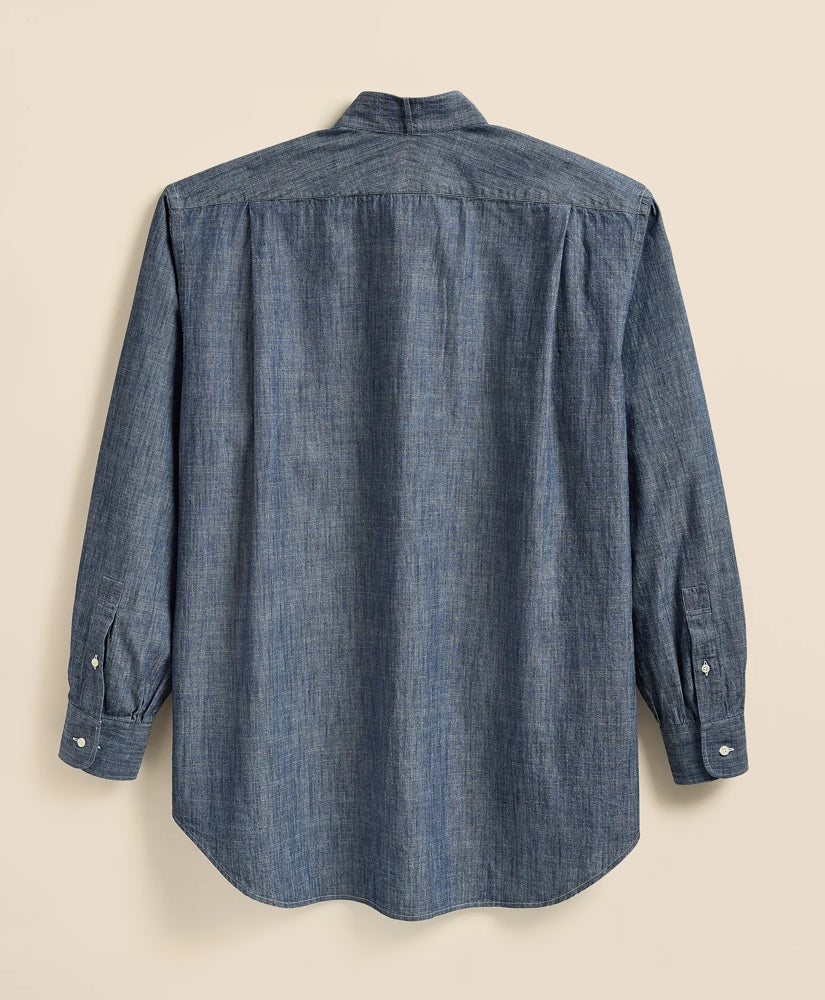 Brooks Brothers X Engineered Garments Cotton Chambray Wing Collar Oversized Dress Shirt | Brooks Brothers on sale