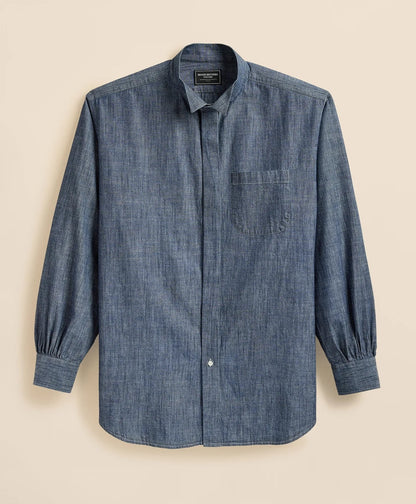 Brooks Brothers X Engineered Garments Cotton Chambray Wing Collar Oversized Dress Shirt | Brooks Brothers on sale