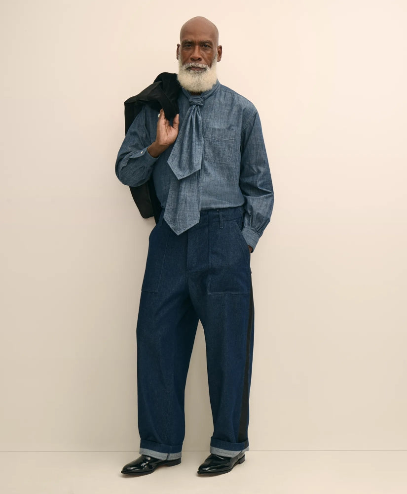 Brooks Brothers X Engineered Garments Cotton Denim Fatigue Dress Pants | Brooks Brothers on sale