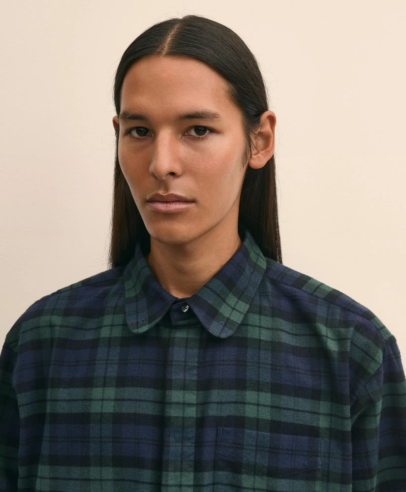 Brooks Brothers X Engineered Garments Cotton Flannel Round Pinhole Collar Oversized, Tartan Dress Shirt | Brooks Brothers discount