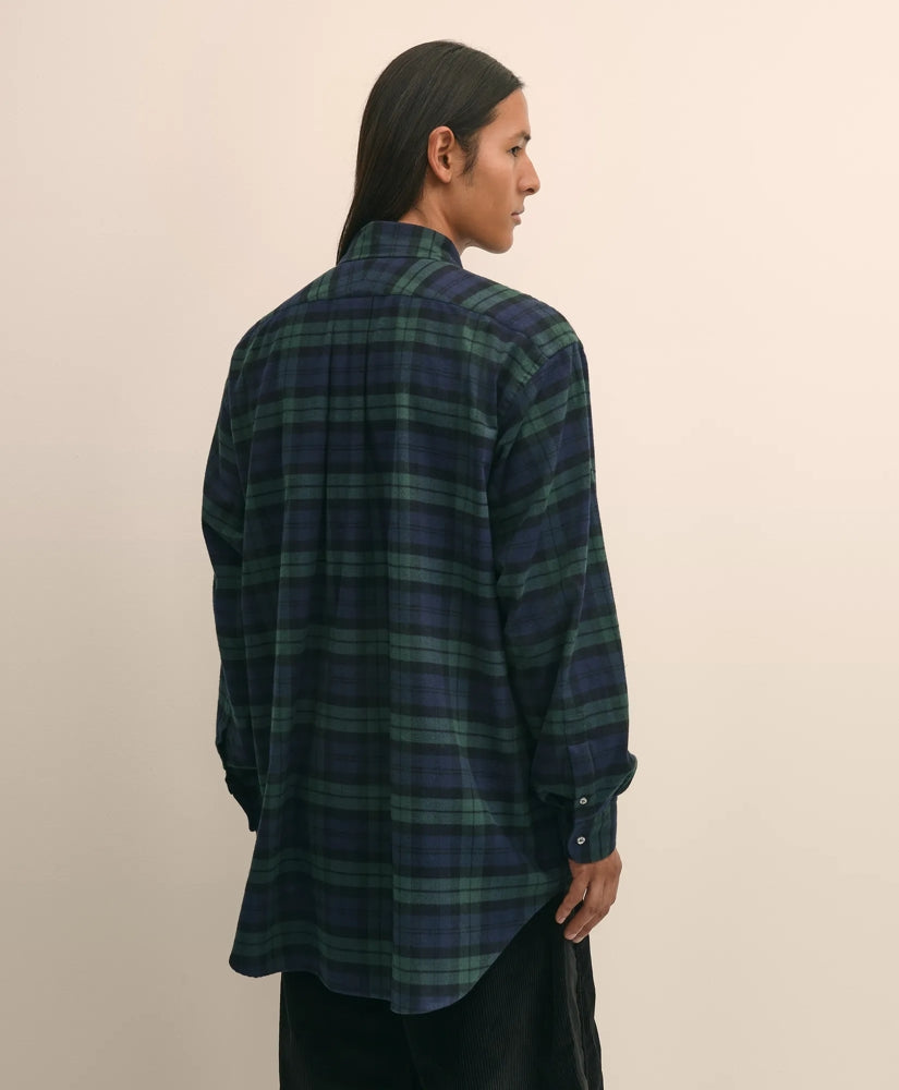 Brooks Brothers X Engineered Garments Cotton Flannel Round Pinhole Collar Oversized, Tartan Dress Shirt | Brooks Brothers discount