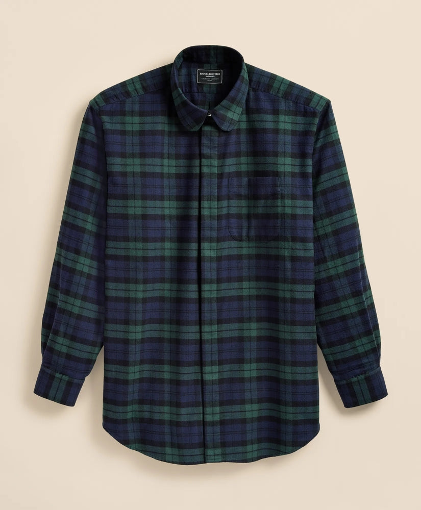Brooks Brothers X Engineered Garments Cotton Flannel Round Pinhole Collar Oversized, Tartan Dress Shirt | Brooks Brothers discount