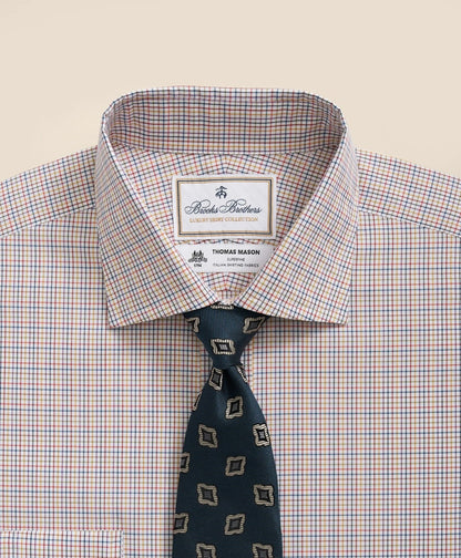 Brooks Brothers X Thomas Mason® Cotton English Collar, Checked Dress Shirt | Brooks Brothers online