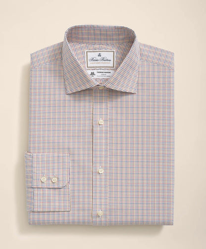 Brooks Brothers X Thomas Mason® Cotton English Collar, Checked Dress Shirt | Brooks Brothers online