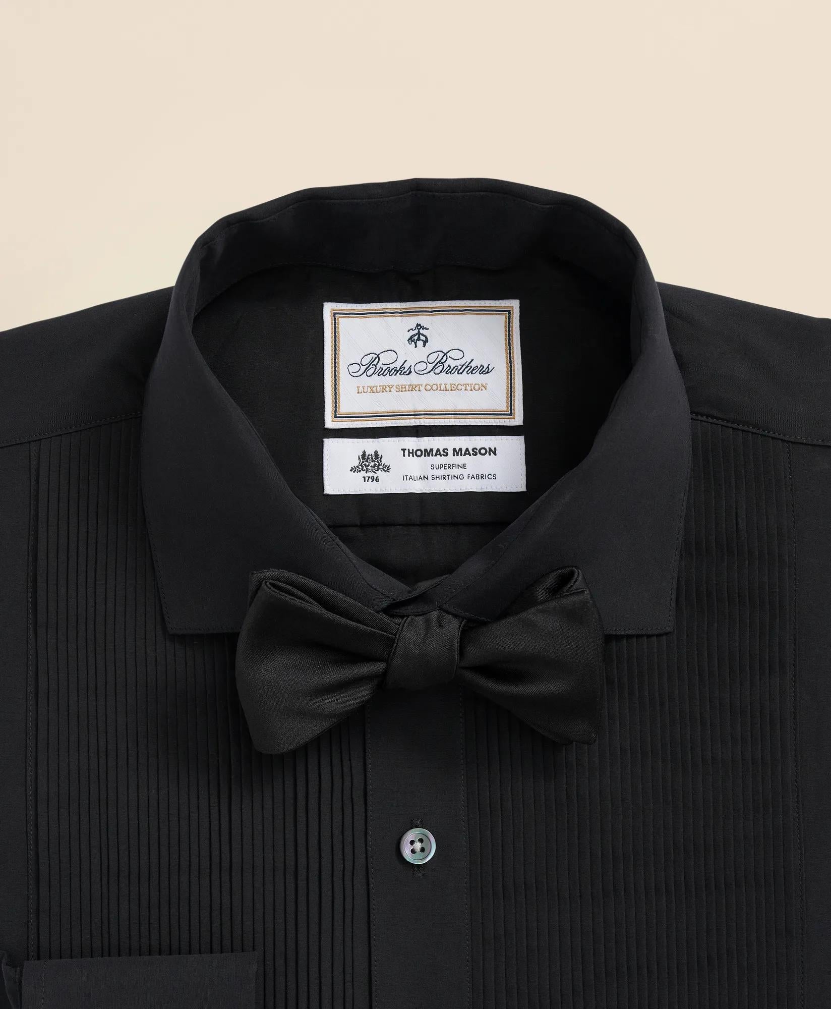 Brooks Brothers X Thomas Mason® Cotton English Collar, Swiss Pleat Front Tuxedo Shirt | Brooks Brothers online