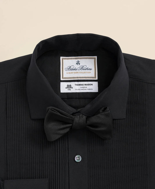 Brooks Brothers X Thomas Mason® Cotton English Collar, Swiss Pleat Front Tuxedo Shirt | Brooks Brothers online