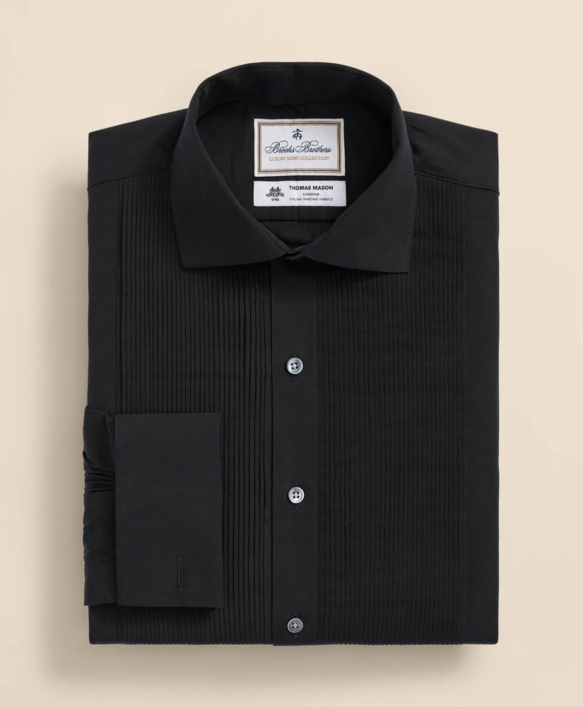 Brooks Brothers X Thomas Mason® Cotton English Collar, Swiss Pleat Front Tuxedo Shirt | Brooks Brothers online