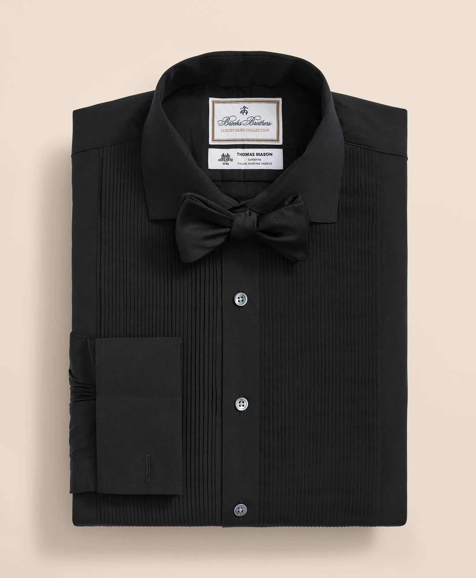 Brooks Brothers X Thomas Mason® Cotton English Collar, Swiss Pleat Front Tuxedo Shirt | Brooks Brothers online