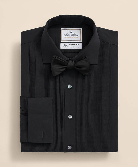 Brooks Brothers X Thomas Mason® Cotton English Collar, Swiss Pleat Front Tuxedo Shirt | Brooks Brothers online